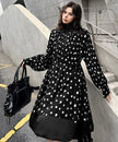 White Dot Veil Dress by FJØRNA, featuring a flowy silhouette and delicate dot pattern, perfect for elegant occasions.