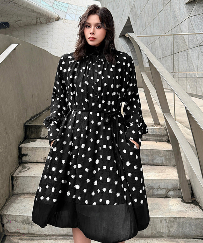 White Dot Veil Dress by FJØRNA, elegant sleeveless dress with dotted veil overlay, perfect for special occasions.