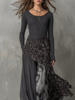 FJØRNA leopard print maxi dress with casual fit, flowing fabric, and long length, perfect for stylish everyday wear.