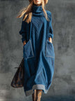 Blue Corduroy Midi Dress | Casual Dress