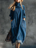 Blue Corduroy Midi Dress | Casual Dress