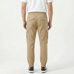 Men's slim fit cotton cargo trousers by FJØRNA, featuring multiple pockets and a tailored fit in classic khaki color.