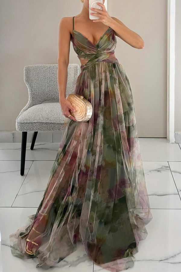 Flowy evening dress for women by FJØRNA, featuring elegant, lightweight fabric and a graceful silhouette.