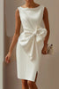 FJØRNA sleeveless knee-length mini dress with solid color bow decoration and round neckline, perfect for casual or summer wear.