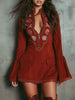 Red Lace Embroidered Mini Dress | Evening Dress