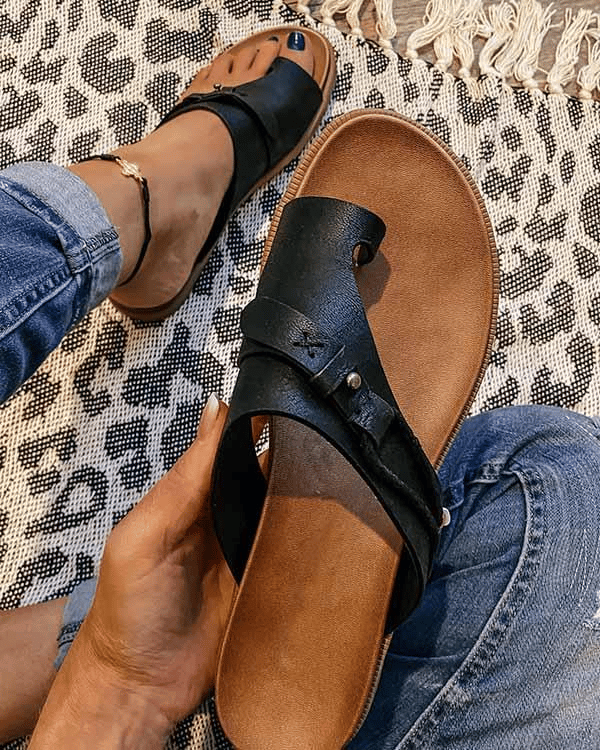 FJØRNA Delia orthopedic comfort sandals in neutral color, featuring supportive straps and cushioned soles for all-day wear.
