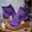 FJØRNA ELANA stylish orthopedic boho wedge sandals with leather straps and chunky heel, perfect for casual summer wear.