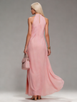 FJØRNA chiffon halter neck maxi dress with flowing fabric, elegant evening dress perfect for formal occasions and comfortable wear.
