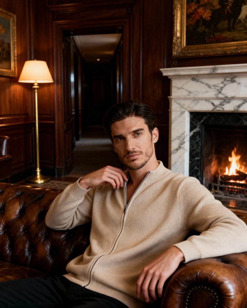 Stand Collar Knitted Sweater for Men