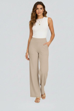 FJØRNA Bianca women's high rise wide leg trousers shown in a stylish, tailored design with a comfortable fit.