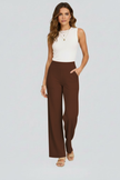 FJØRNA Bianca women's high-rise wide-leg trousers, stylish and comfortable pants with a flattering fit, shown in the image.
