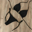 Women's golden shimmer bikini by FJØRNA, stylish swimwear for pool and beach, featuring a flattering fit and elegant design.