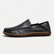 Men's FJØRNA handstitched PU leather slip-on loafers with round toe, showcasing smart casual style and detailed craftsmanship.