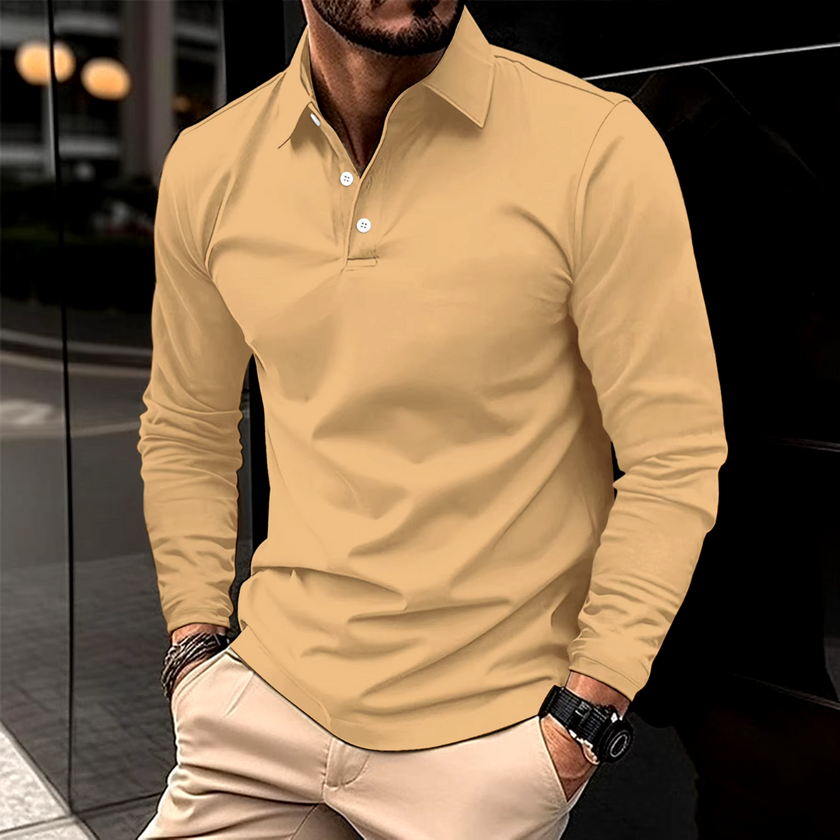 Stylish Long Sleeve Polo Shirt
