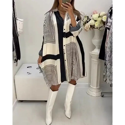 Sigrid | Chic Printed Shirt Dress with Button Front