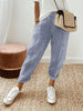 FJØRNA Holly™ striped pants in blue featuring a casual fit and stylish pattern, perfect for everyday wear.