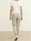 FJØRNA women's linen summer trousers with a relaxed straight-leg fit, drawstring waist, breathable lightweight fabric