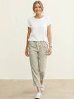 FJØRNA linen summer trousers for women with a relaxed fit, straight leg, and drawstring waistband, breathable and breezy.