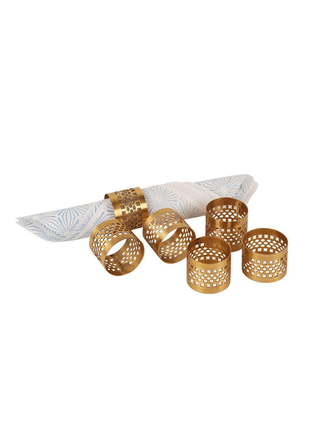 Gruber – Modern Engraved Napkin Ring Set (6-Piece)