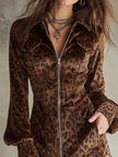 Velvet Leopard Print Mini Dress | Evening Dress