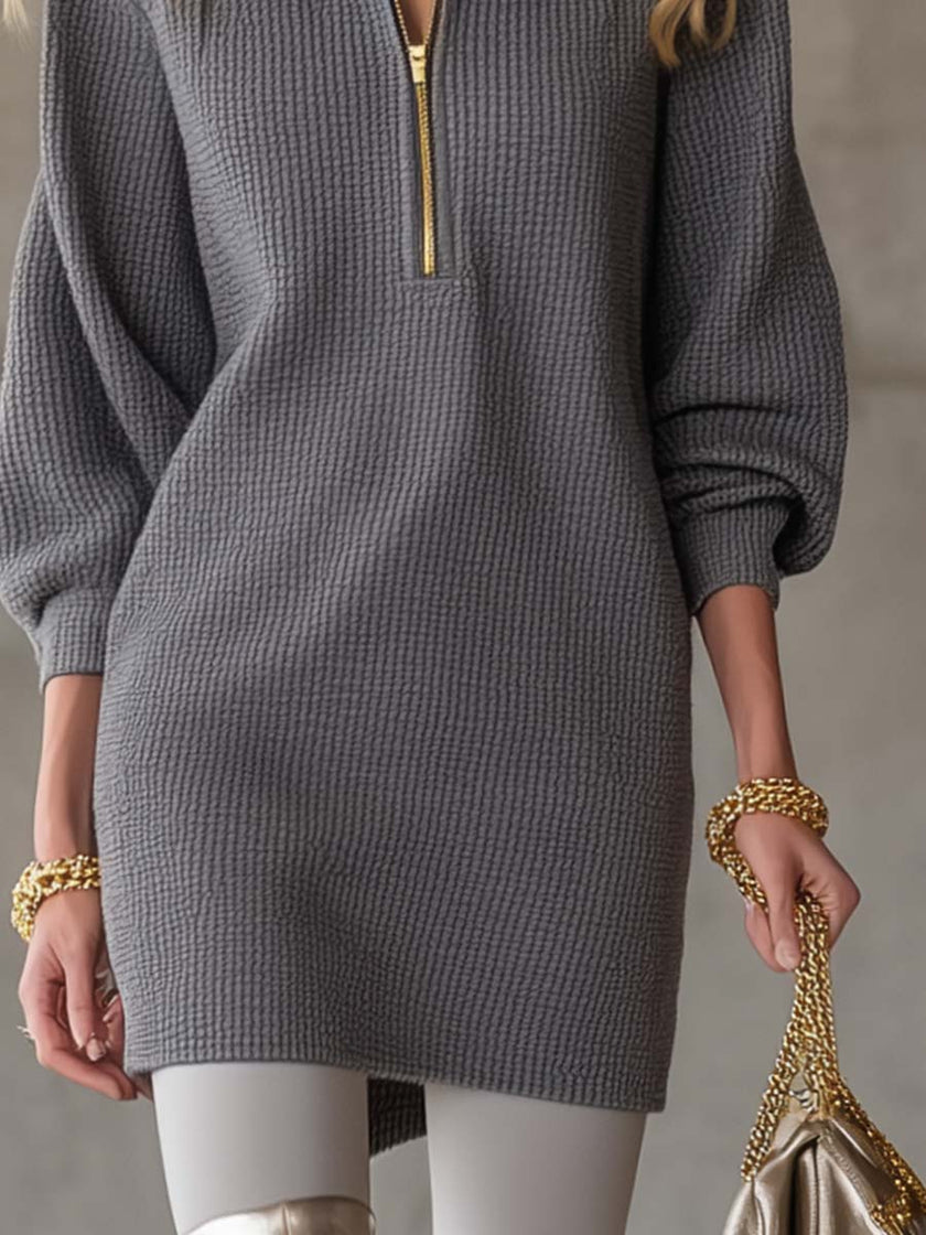 Grey Waffle Mini Dress | Casual Dress