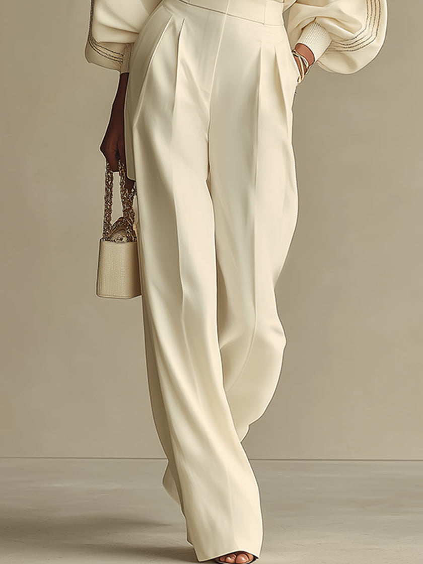 FJØRNA lightweight summer wide-leg high-waist trousers for women, soft fabric, relaxed fit, and stylish design.
