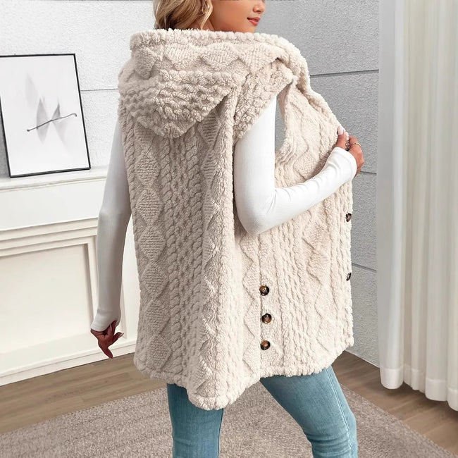 Plush Hooded Cardigan - Soft & Warm