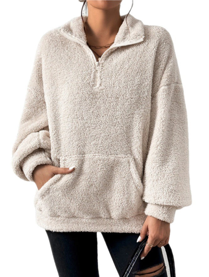 Plush Stand Collar Sweater