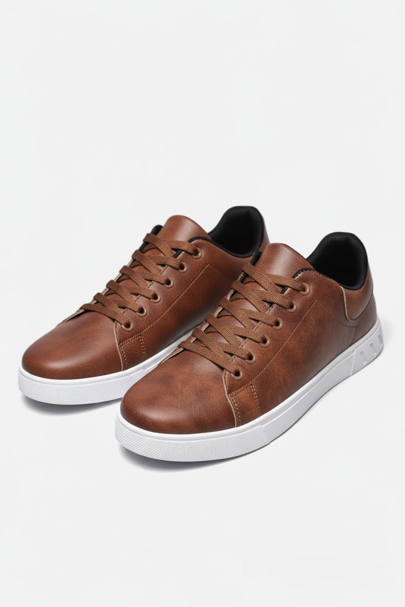 Men's casual lace-up trainers by FJØRNA with PU upper, designed for everyday comfort and versatile style.