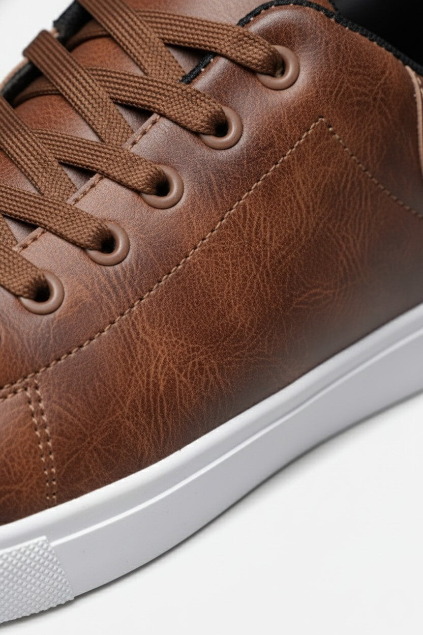 Men's casual lace-up trainers with PU upper by FJØRNA, designed for everyday comfort and stylish footwear.