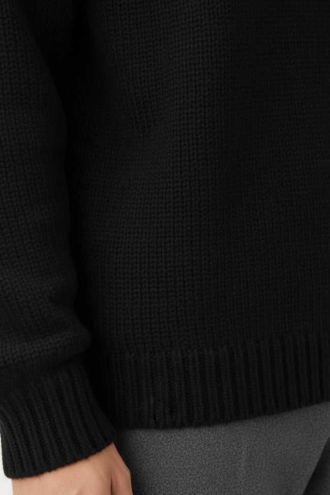 Men's Black Cable Knit Jumper – Cozy Knitwear for Autumn Winter - 2