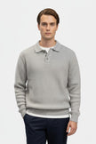 Men's High Stretch Knitted Jumper - Classic Polo Collar Comfort in Various Colors - 4