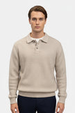 Men's High Stretch Knitted Jumper - Classic Polo Collar Comfort in Various Colors - 1