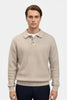 Men's High Stretch Knitted Jumper - Classic Polo Collar Comfort in Various Colors - 1