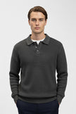 Men's High Stretch Knitted Jumper - Classic Polo Collar Comfort in Various Colors - 7