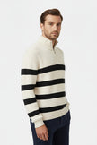 Men's Striped Half Zip Sweatshirt – Classic Knit Jumper in Viscose Blend - 3