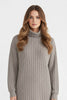 Women's Cozy Roll-Neck Sweater Dress – Elegant Knit in Multiple Tones - 1