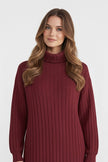 Women's Cozy Roll-Neck Sweater Dress – Elegant Knit in Multiple Tones - 7