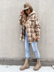 Plaid Hooded Jacket Loose Fit