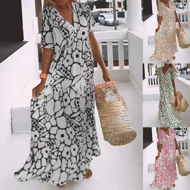 Ariane – Feminine Midi Dress with Summer Print