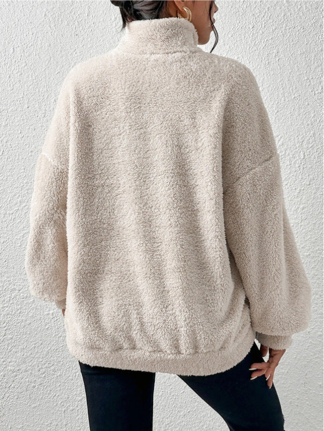 Plush Stand Collar Sweater