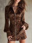 Velvet Leopard Print Mini Dress | Evening Dress