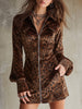Velvet Leopard Print Mini Dress | Evening Dress