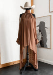 Halter Neckline Sleeveless Asymmetric Women's Maxi Dress