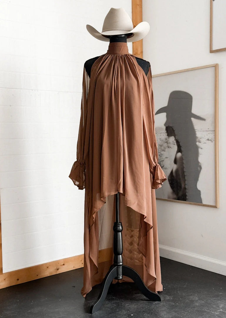 Halter Neckline Sleeveless Asymmetric Women's Maxi Dress