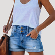 FJØRNA lightweight high-waist summer shorts for women with relaxed fit and front pockets, shown in a casual style.
