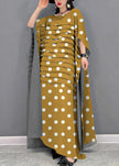 FJØRNA Grace Green O-Neck Striped Chiffon Maxi Dress with batwing sleeves, ankle length and flowing silhouette.