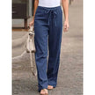 FJØRNA women's lightweight summer trousers with wide leg and drawstring, made of breathable fabric for comfortable wear.