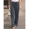 FJØRNA women's lightweight summer wide-leg drawstring pants with breathable fabric and relaxed fit, shown in natural beige.