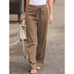 FJØRNA lightweight women's summer wide leg trousers with drawstring waist, breathable fabric, casual and comfortable pants.